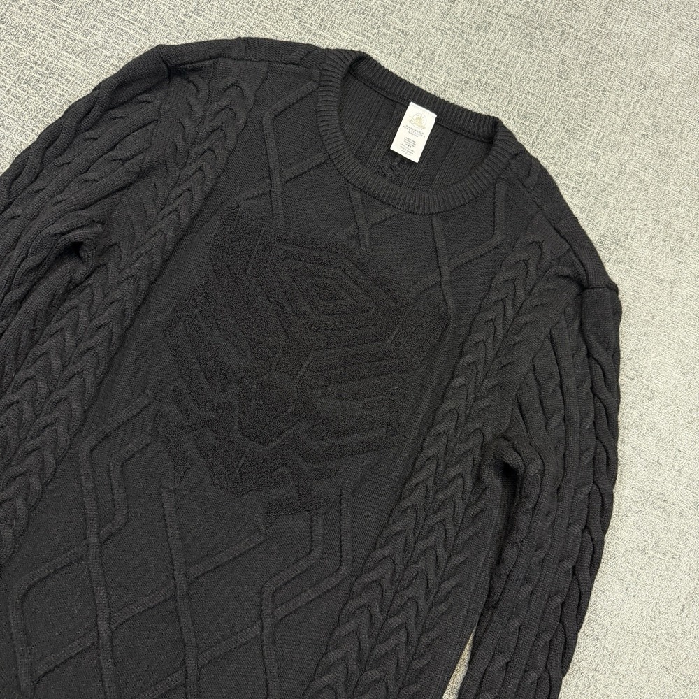 Disney Marvel Black Panther Sweater Mens XL Black Chunky‎ Cable Knit Pullover - Picture 2 of 10